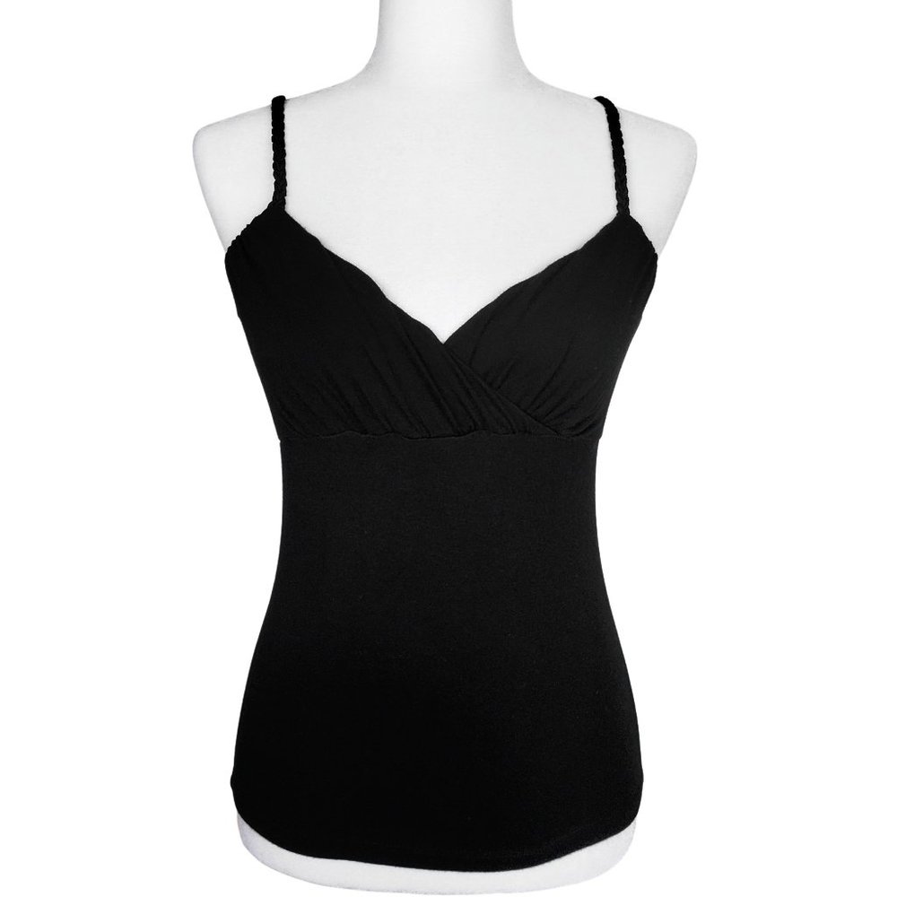 WHBM Braided Strap Surplice Black Tank Top Women's Small